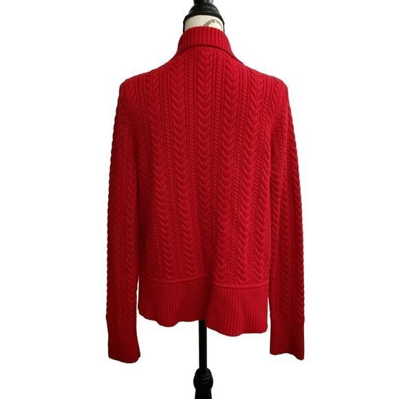 Talbots Red Open Front Drapey Cardigan Wool Blend Womens Size LP Pre-Owned - Picture 2 of 10